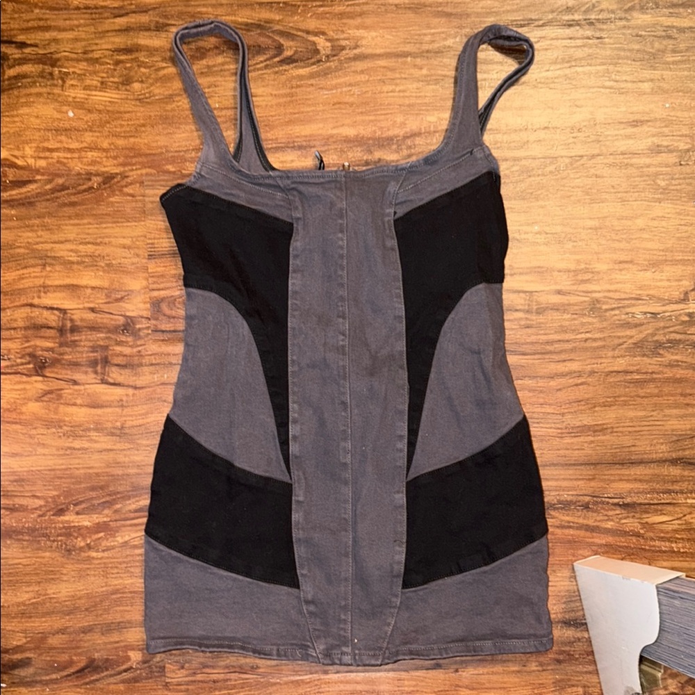 Stylish Gray and Black denim mini dress